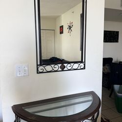 Moving Entryway Console Table + Matching Wall Mirror Set