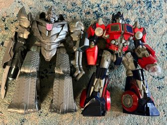 Hasbro Transformers 2006 Cyber Stompin Optimus Prime And Megatron Talking Figure Lot
