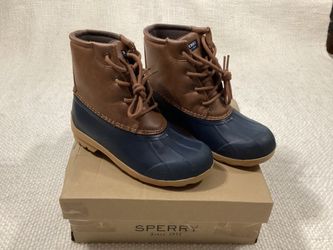 Sperry Duck Boat Port Rain Boots shoes lined youth kids Childrens size 4 M