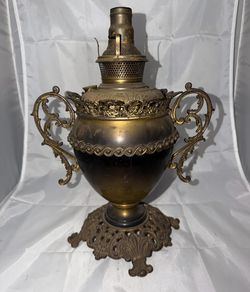 Antique Neoclassical Brass Oil Lamp Urn Ram's Head S.G.D.G. 1880s