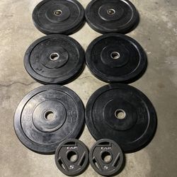 110 lbs Weights set - Olympic 2” Bumper Weight Plates LIKE NEW