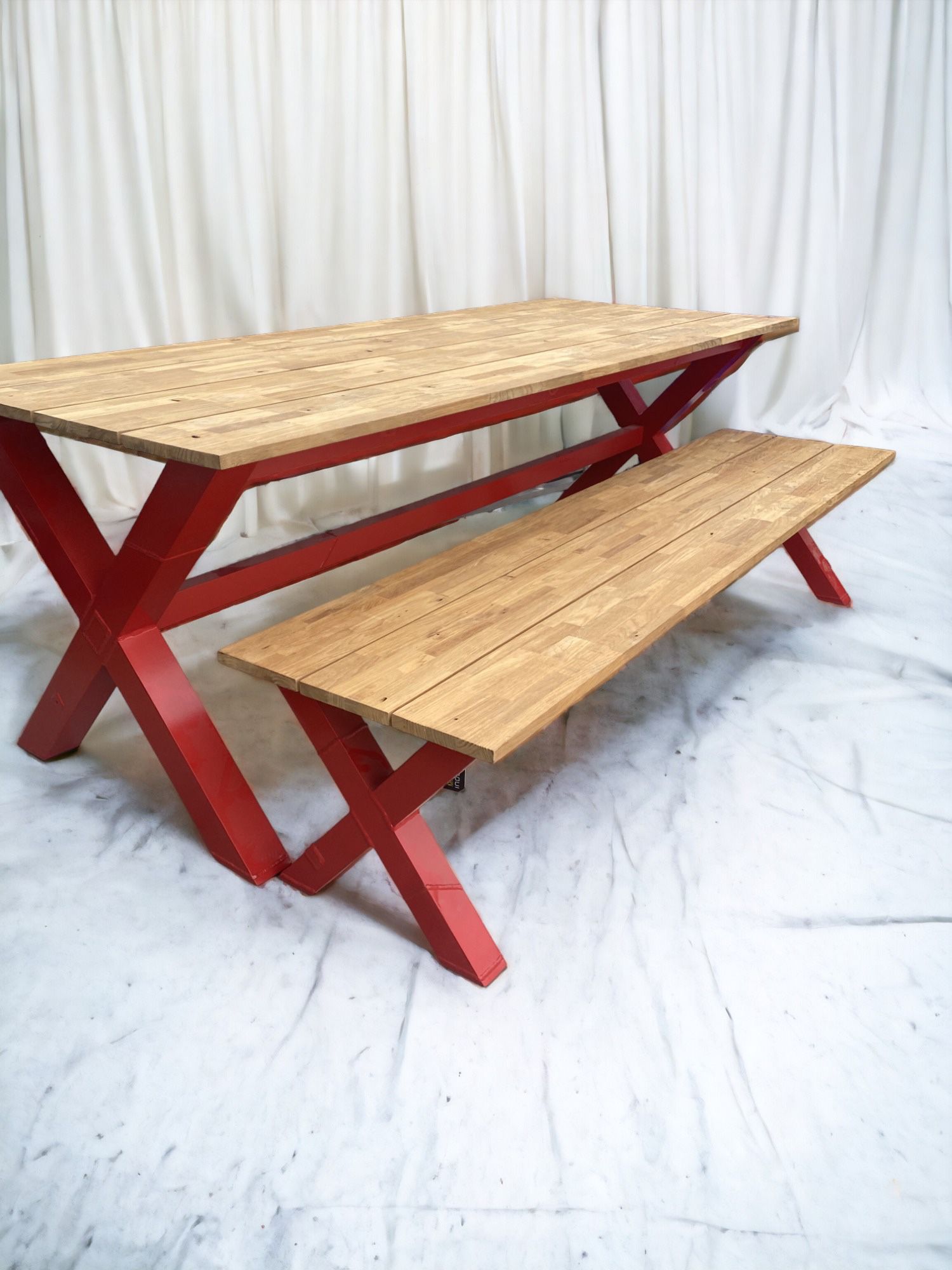 MAMAGREEN Natural Teak Wood Outdoor Picnic Table Set Patio HANDMADE