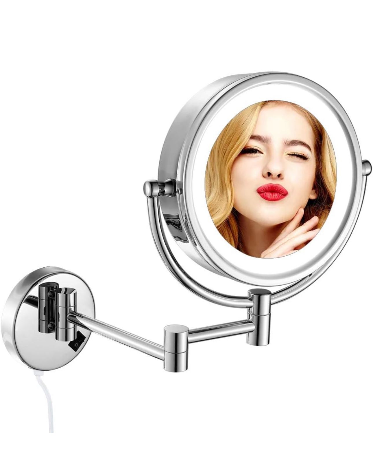 .5 Inch LED Light Magnifying Makeup Mirror with 3 Color Modes Double Sided Vanity Mirror for Bathroom with 10X Magnification 