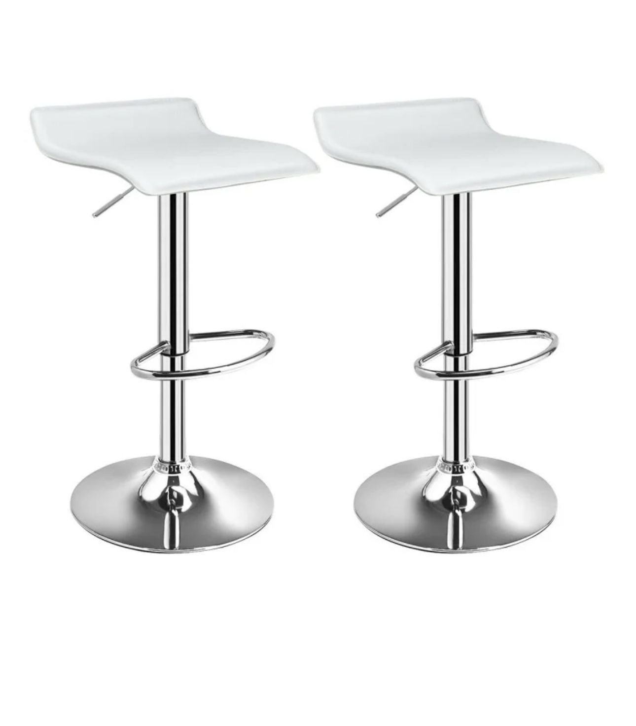 Bar Stools Set of 2 Height Adjustable Backless Barstools Modern PU Leather Bar Chairs with Chrome Base for Kitchen Island Pub