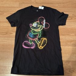 Disney Mickey Mouse Neon Outline T-Shirt NWT Black Small