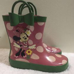 Disney Store Minnie Mouse girls size 12 polka dot rain boots 