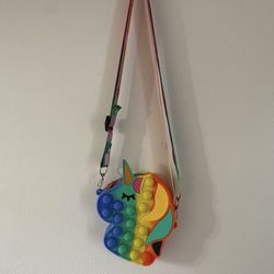Pop It Fidget Mini Toy Purse Unicorn Silicon Design - Stress Reliever Push Bubbles. 