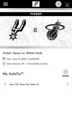 One (1) Spurs Ticket Lower Level Vs Miami Tonight