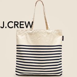 🌞(NEW) WOMEN’S J.CREW IVORY NAVY REUSABLE EVERYDAY TOTE - SIZE: OS (ONE SIZE)🌞