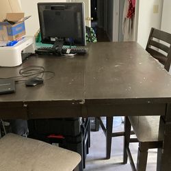 XL table 4 chairs & a bench