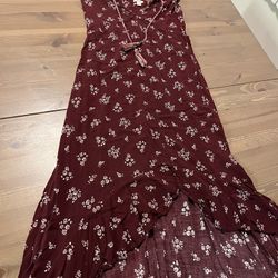 burgundy dress with flowers size S