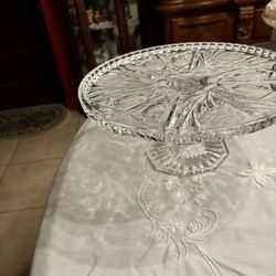 Beautiful Vintage Cut Crystal Pedestal Platter 
