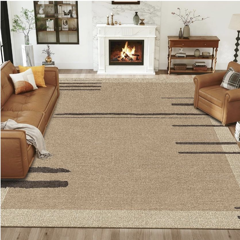 8x10 Area Rug Living Room Patio Irregular Pattern Dining Room Brown/Black