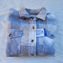 SAGE Women's Plaid Plush Fleece Shirt Jacket Size Large