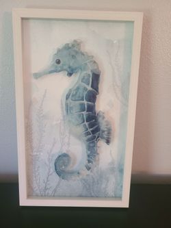 Seahorse glass framed panel picture decor