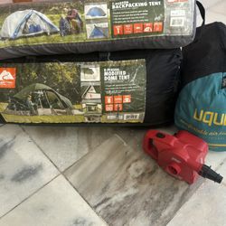 Camping Bundle – 8-Person Tent + 1 Person Backpacking Tent + Air Bed + Coleman Pump !