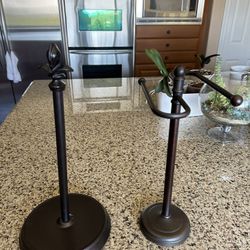 Bronze Stand Towel Bar And Bronze Paper Towel Holder.