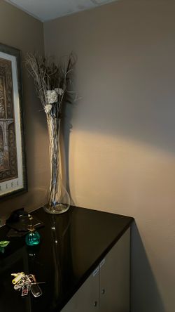 Large Glass Vase With Decor