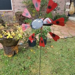 Metal Ladybug Spinner. Yard Art
