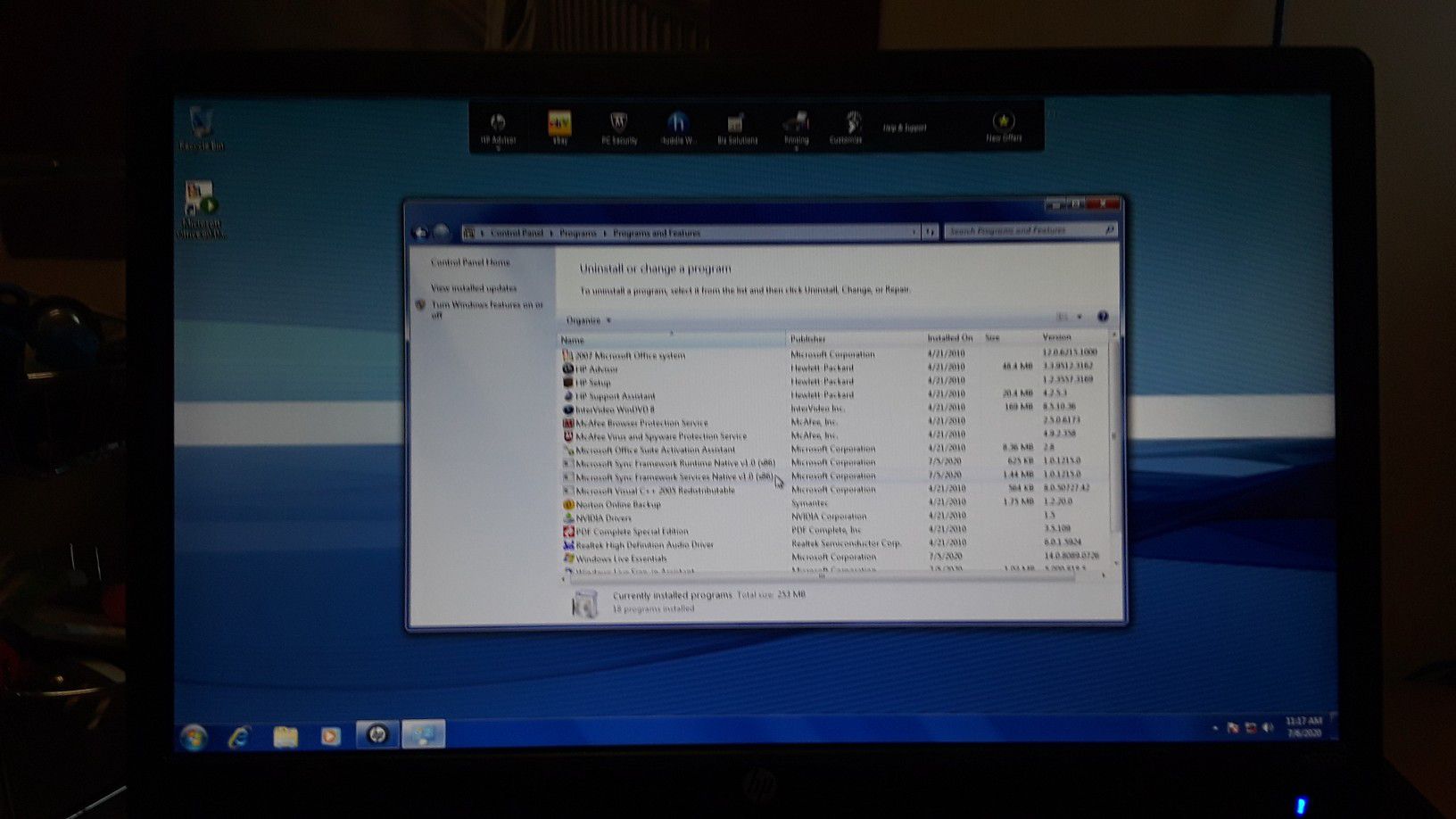 HP Windows 7 Desktop Computer with Monitor