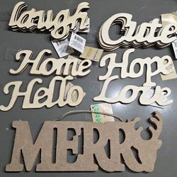 New wood word home decor merry, Cute,  laugh,  home,  hope, hello,  love