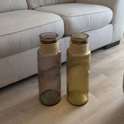 2 Glass vases 17.5 “ Tall