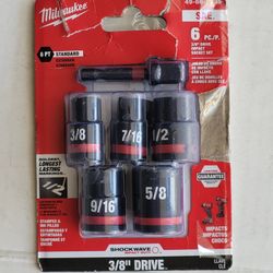 Milwaukee 6 Pc SAE 3/8 Impact Socket Set