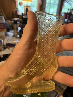 1900 cut glass boot bouquet holder