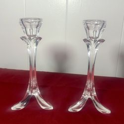 Pair of Crystal Clear Candle Holder