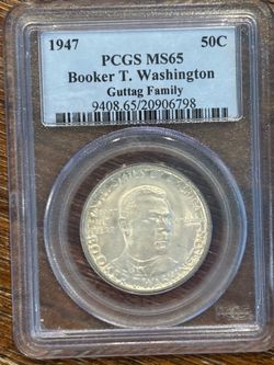1947 Booker T Washington Half Dollar PCGS MS65 Guttag Family Commem