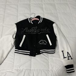 LA Bomber Crop Top Small Jacket  (Black & white) not too puffy, fits cute and keeps you warm.  WORN ONCE