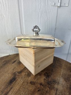 Butter Dish with Lid As is condition Vintage Silver over copper