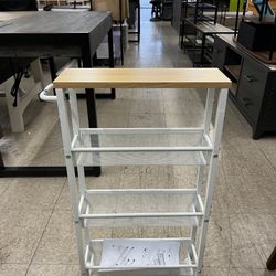 VASAGLE Slim Storage Cart 4 Tier Rolling Kitchen Shelving on Wheels Mobile Narrow Cart - White