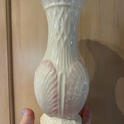 Belleek Irish Porcelain Seashell Vase & Bud set