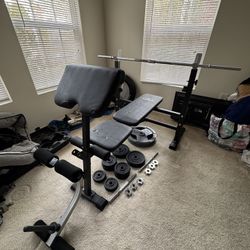 Weight Bench With Dumbbell And Barbell