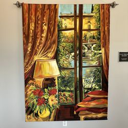 Large Valerie Limozin Painting On Canvas 51”x70” Italian Villa 