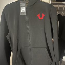 True Religion Jet Black Hoodie Size M