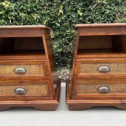 Pair of Pier 1 Imports Nightstands – Rattan & Wicker Drawers