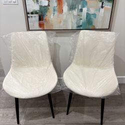 Set Of 2 Modern White Chairs
