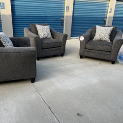 Brand New. (Set of 3) Lane Furniture Sofa Chair. Pewter color. $699