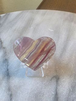 1.9" Approximately Fluorite Heart Quartz Crystal