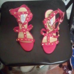 Valentino Fuchsia Pink Studded High Heels Women's 