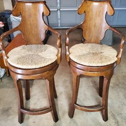 (2) Vintage Wooden Barstool Chairs