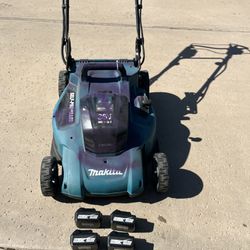 Makita 18-Volt X2 (36V) LXT Lithium-Ion Cordless 21 in. Walk Behind Self-Propelled Lawn Mower And Three 5AH Batteries 