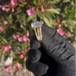 VVS1 Moissanite Engagement Ring Gold Plated 925 Sterling Silver