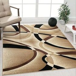 Contemporary Abstract Geometric Pattern Rug, Multi-Purpose Soft Floor Mat Area Rug for Living Room, Bedroom, Home Office 59x98inch