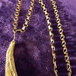 36" Inch Gold-Tone CHAIN & TASSEL