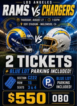 2 Tickets LA Rams vs Chargers + Parking