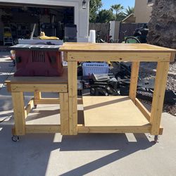 Table Saw And Custom Movable Workstation