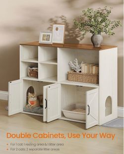 Feandrea Litter Box Enclosure for 2 Cats, with Storage Cabinet Double Room,